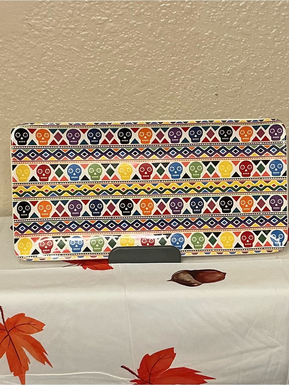 Colorful Ceramic Sugar Skull Decorative Platter - Multicolor. New